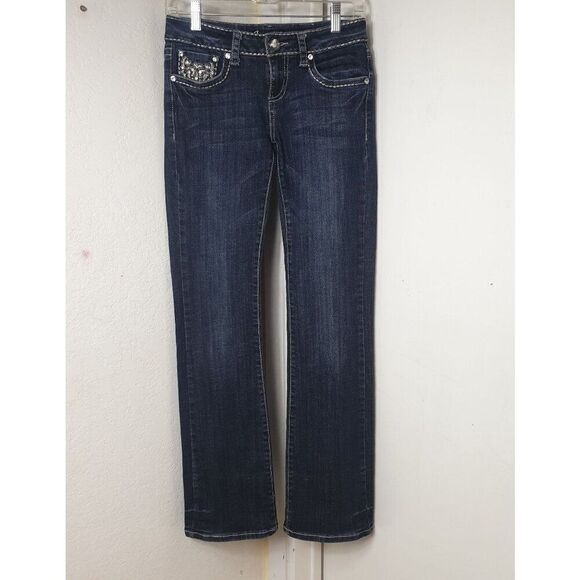 Women's Jeans Size 5  Rhinestone Low Rise Straight Leg Denim Jeans - Picture 8 of 8